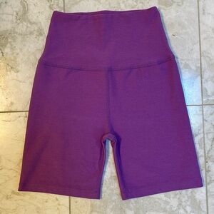 Purple Beyond Yoga Spacedye High Waisted 7” Bike Shorts